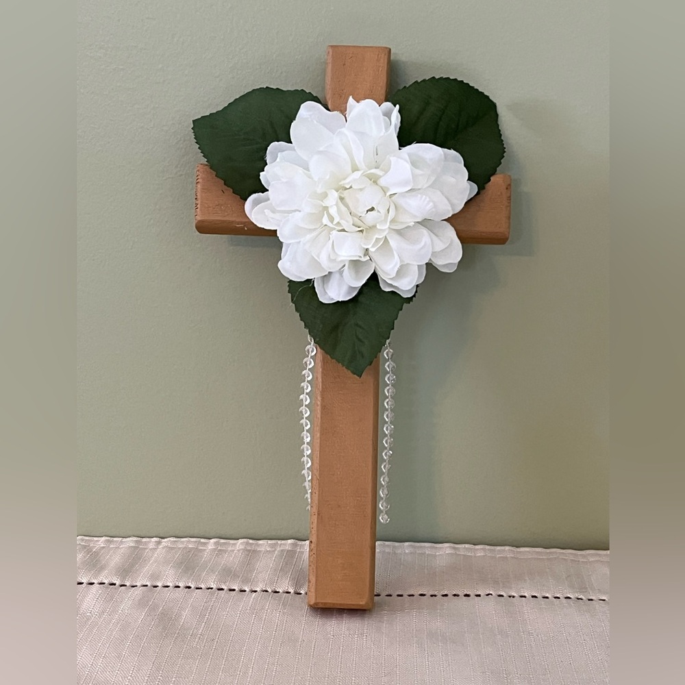 Wooden Cross with Flower, Crosses, Religious, Home Decor